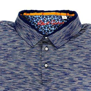 Robert Graham Men's Patrin Space-Dye Classic Fit Jacquard Polo Shirt Sz L Blue